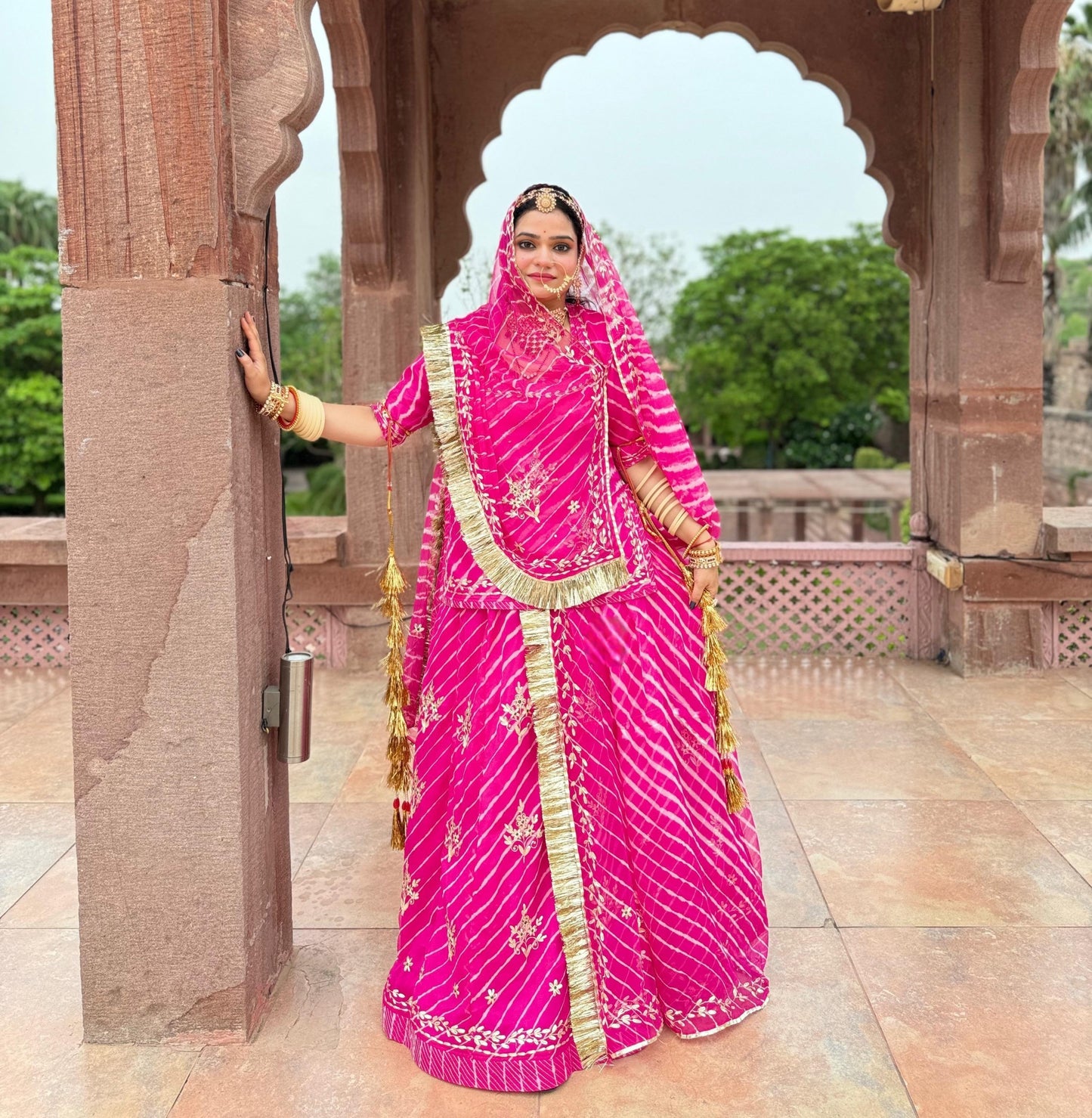Lahriya Special Rani Colour Humrahi Poshak | Pure Ethnic Lahriya | Zari Kasab & Pitten Work | Unstitched
