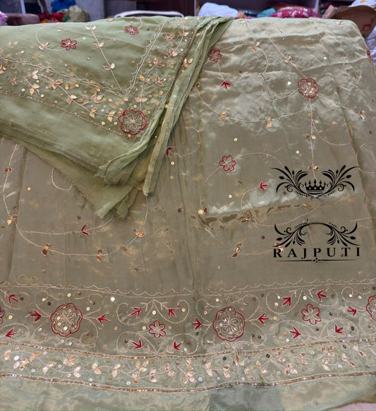 Upada Silk with Humrahi Pure Odhna | Heavy Gotta Patti Katdana Zari hand work Poshak