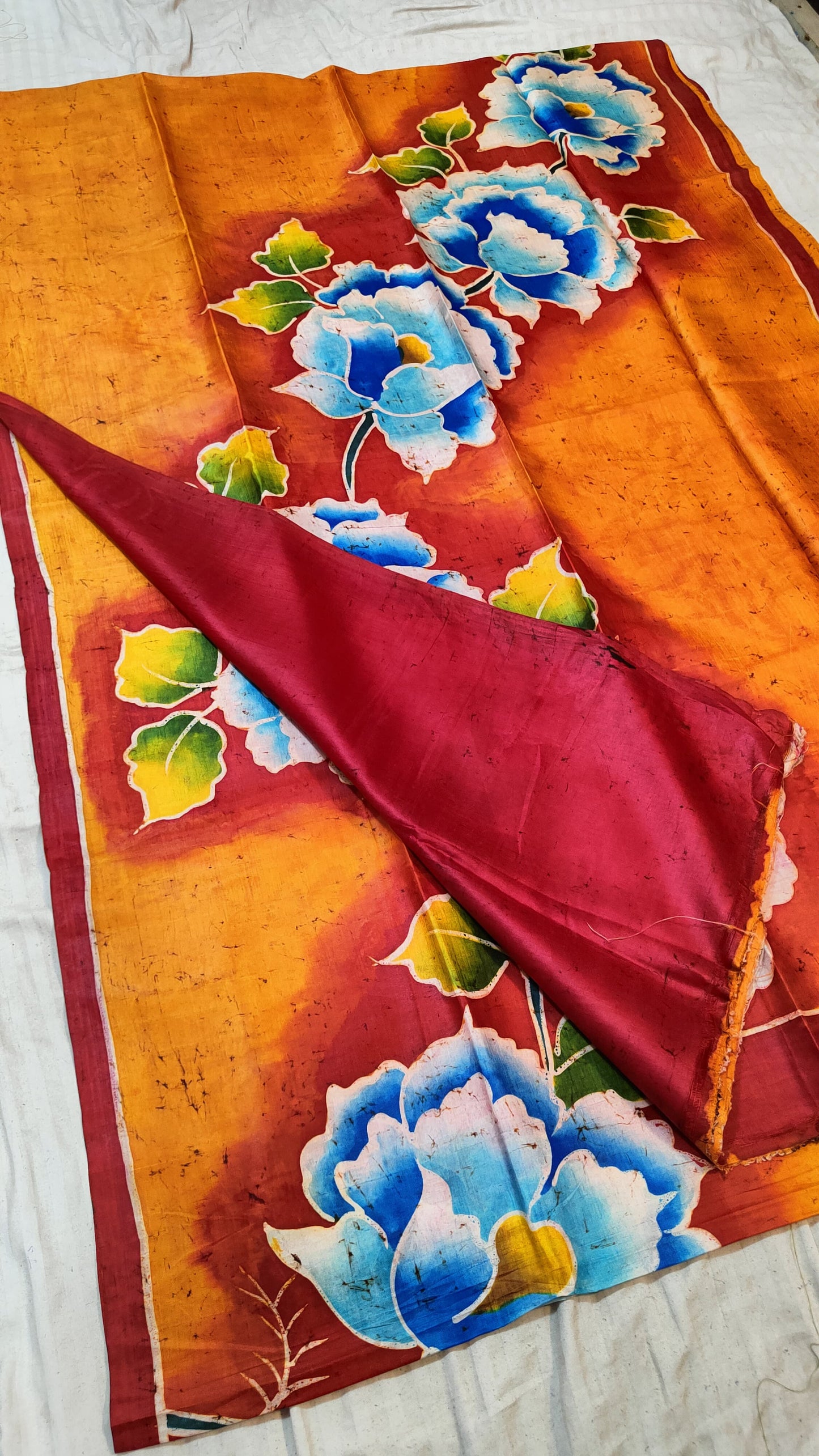 Pure Bishnupuri Silk Batik Saree | Handpainted & Silk Mark Certified