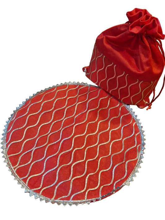 Lahriya/Bhandhej Handmade Papad Mangodi Set | Traditional Gift Potli & Bag – Pack of 10