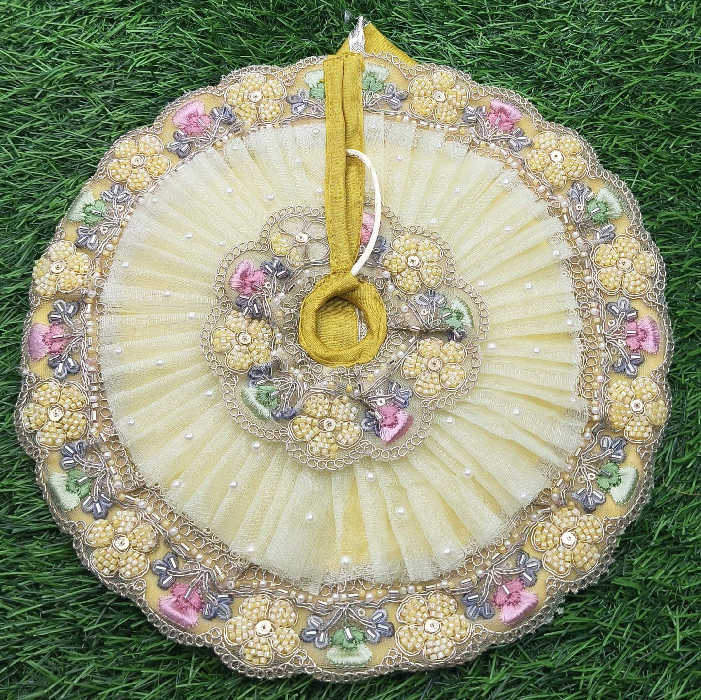 Designer Double Frill beautiful Embroidery  Laddu Gopal Ji Poshak