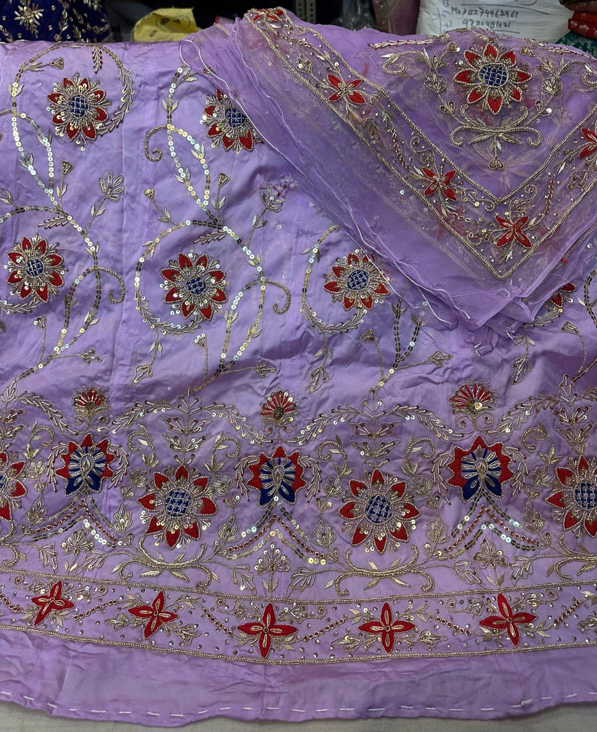 Royal Bemberg Satin Heavy Jardozi Dabka Thakurji Poshak