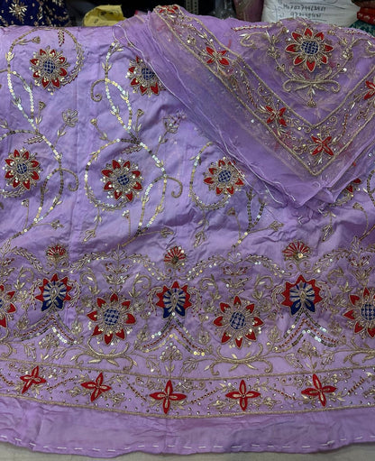 Royal Bemberg Satin Heavy Jardozi Dabka Thakurji Poshak