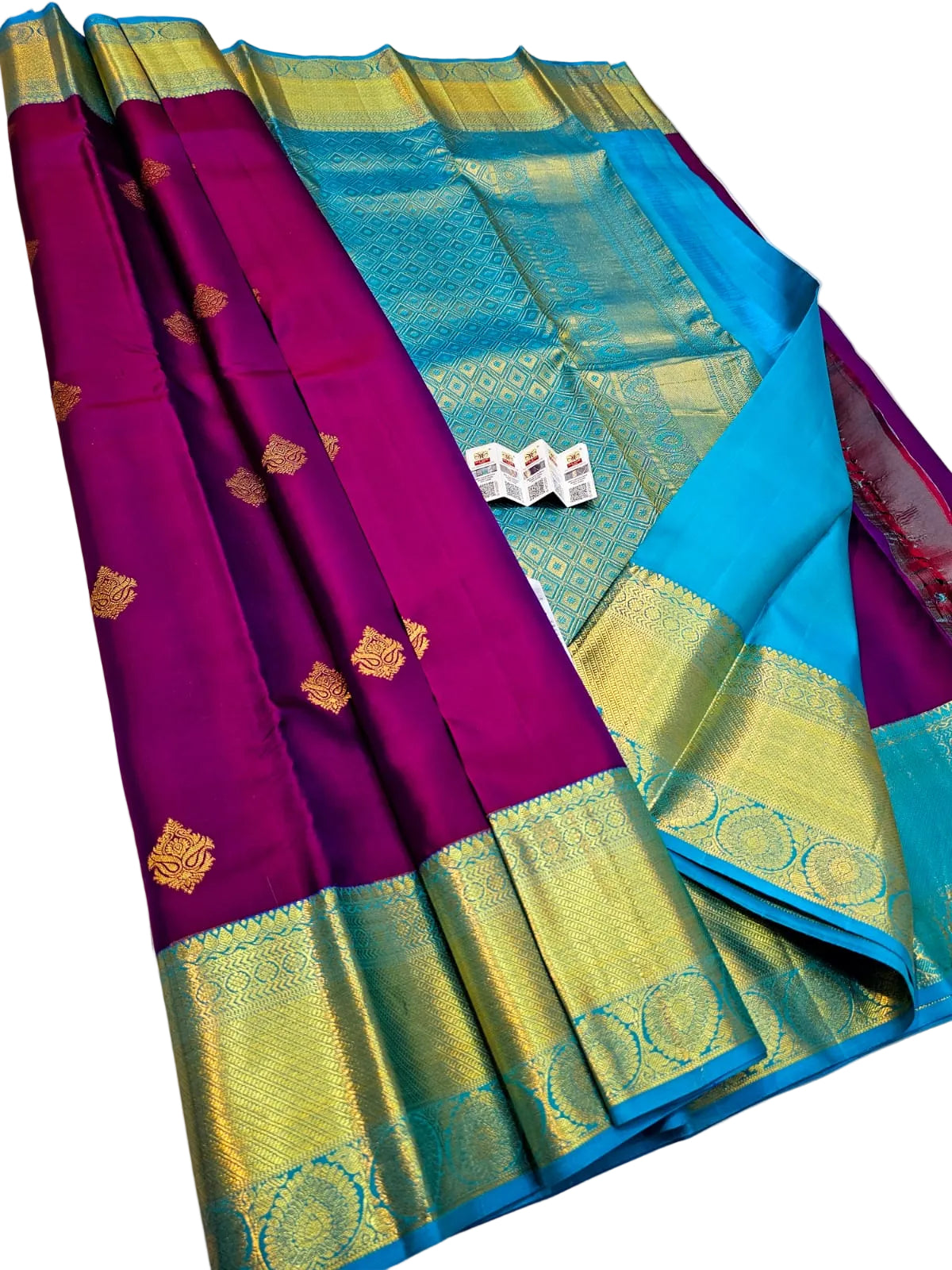 Beautiful colour purple Royal Blue Kanjivaram pure silk saree silk mark certified
