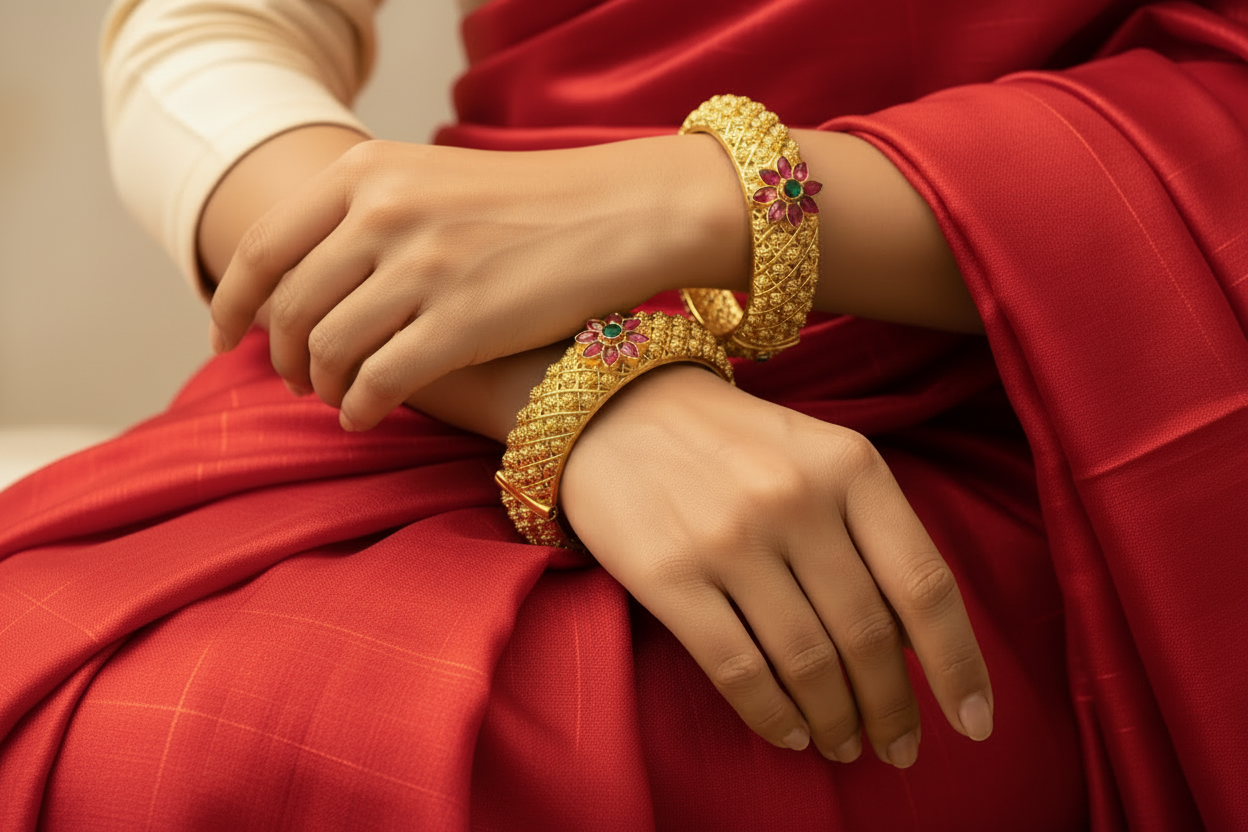 Golden Meenakari Rajwadi Bangle | Traditional Rajasthani Ethnic Kada