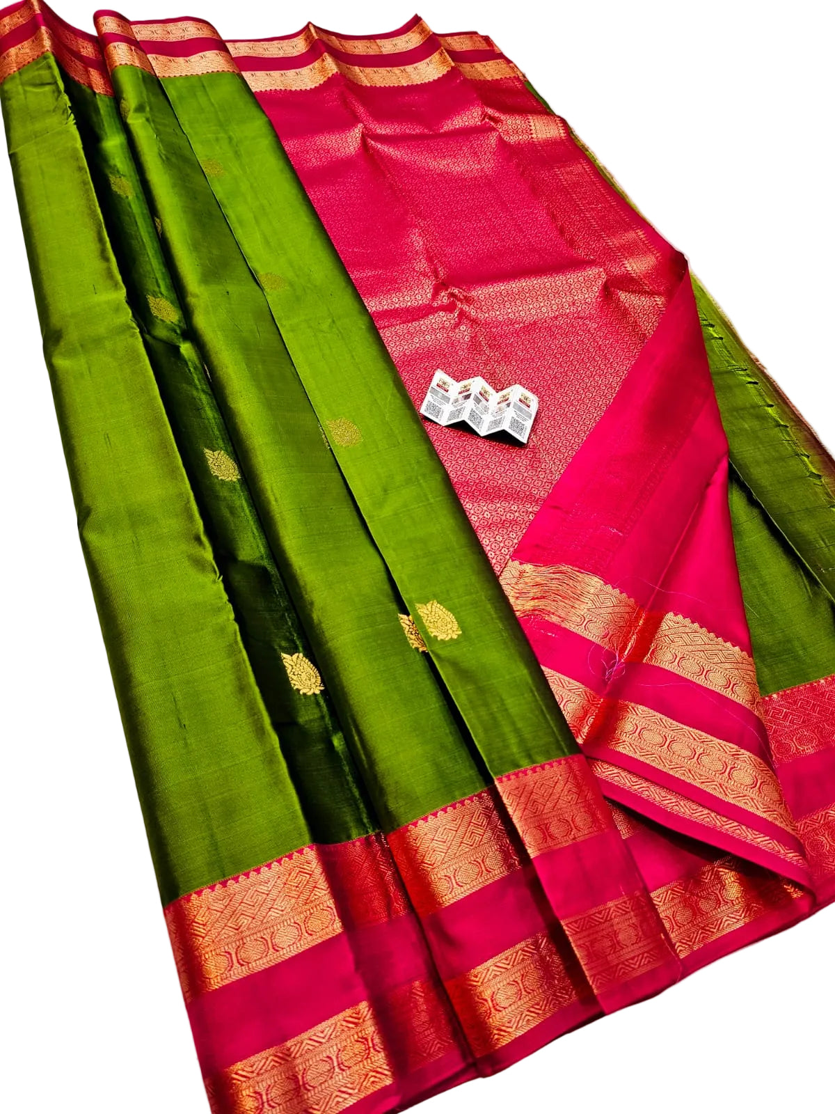 Kanchipuram Pure Silk Saree with Fancy Gap Border | Silk Mark Certified
