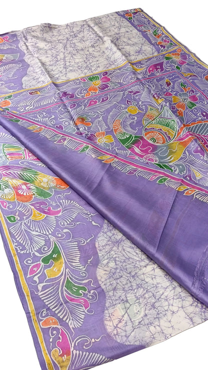 Authentic Bishnupuri Batik Pure Silk Saree | Handprinted & Silk Mark Certified