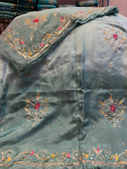 Upada silk fabric pure odhna heavy Kasab zari fancy boutique handwork poshak