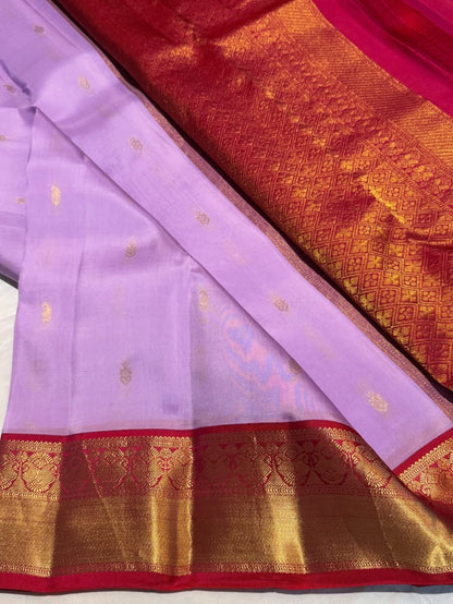 Mauve Rani Pink Kanjivaram Pure Silk Saree with Golden Work | Silk Mark Certified Bridal Saree