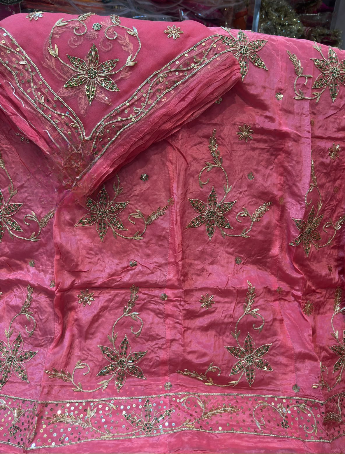 Heavy dabka jardoji handwork Natural silk Pyor odhna Rajasthani poshak