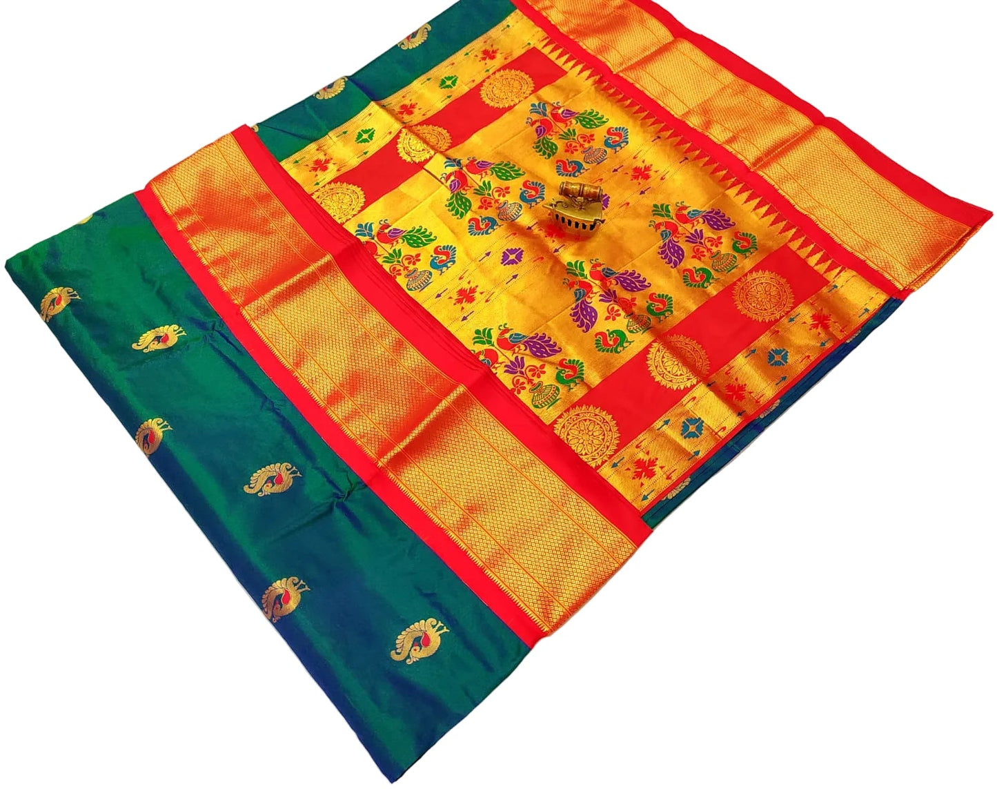 Pure Silk Paithani Saree – Silk Mark Certified with Meena Peacock Butta & Rich Pallu