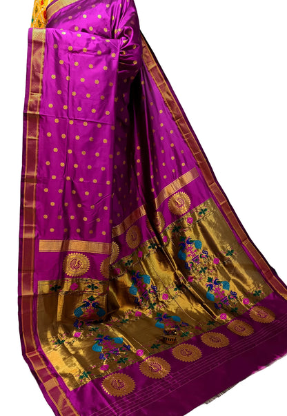 Maharani Kalanjali Handwoven Pure Silk Paithani Saree – All Over Butta with Royal Pallu