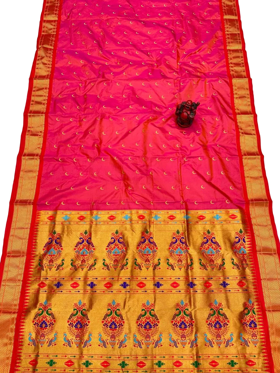 Pure Silk Maharani Pallu Paithani Saree | Handwoven Chandrakor Butti Designer Saree