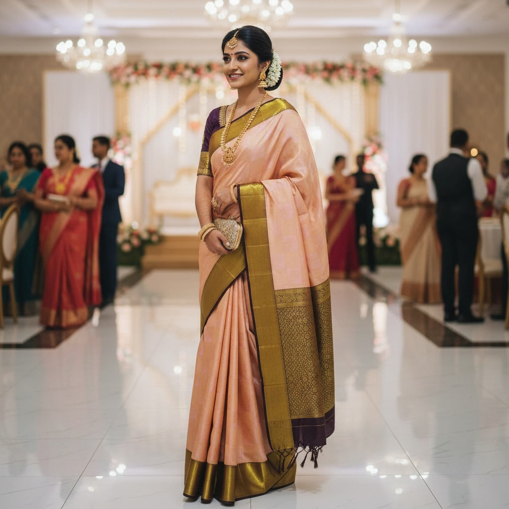 Handloom Kanchipuram Silk Bridal Saree – Silk Mark Certified, Grand Zari Pallu