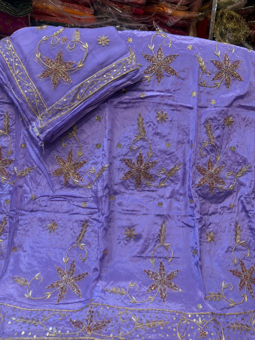 Heavy dabka jardoji handwork Natural silk Pyor odhna Rajasthani poshak
