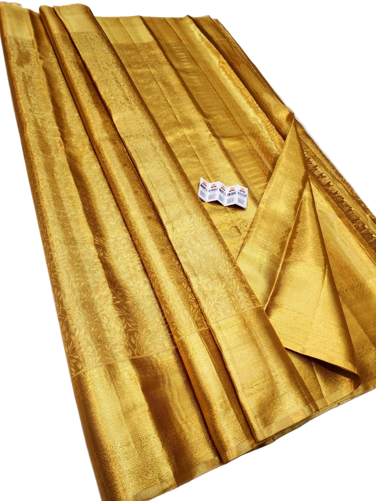 Pure Kanchipuram Silk Saree (Silk Mark Certified) – Gold Zari Woven Bridal Saree with Running Blouse