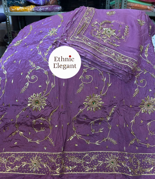 Natural crap / tissue  thakurji pure odhna heavy jardoji dabka work elegant poshak