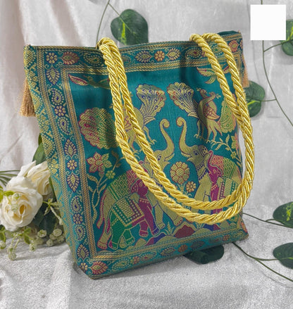 Banarasi Silk brocade Ethnic hand bag zari woven   pack of 2         size 10/10*inch