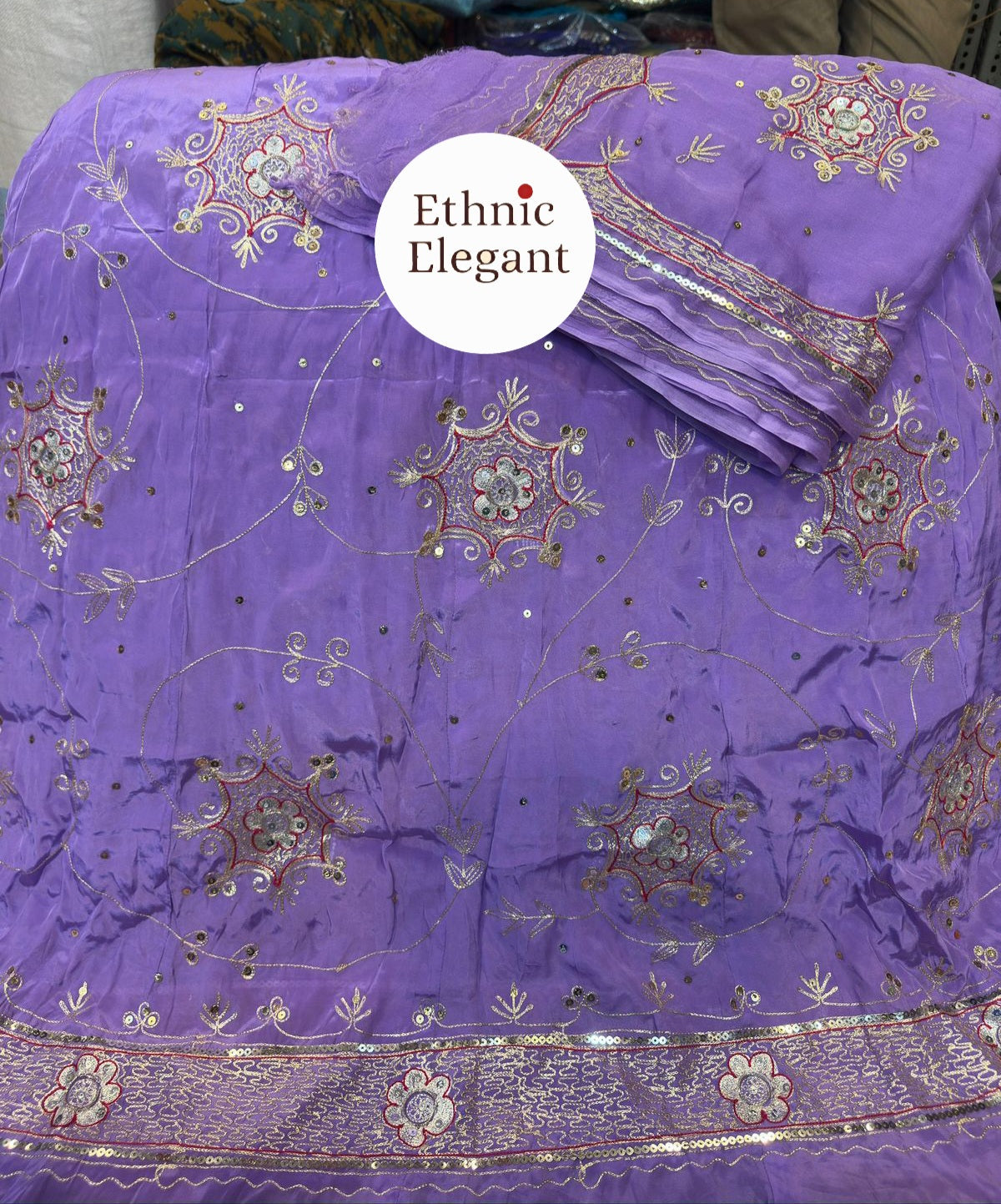 Rajputi Boutique Poshak – Heavy Natural Odhna with Zari, Taara & Resham Handwork