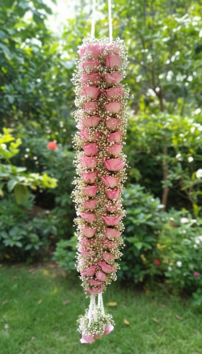 Fresh Flower Wedding Garland Pair for Bride & Groom – 5.5ft