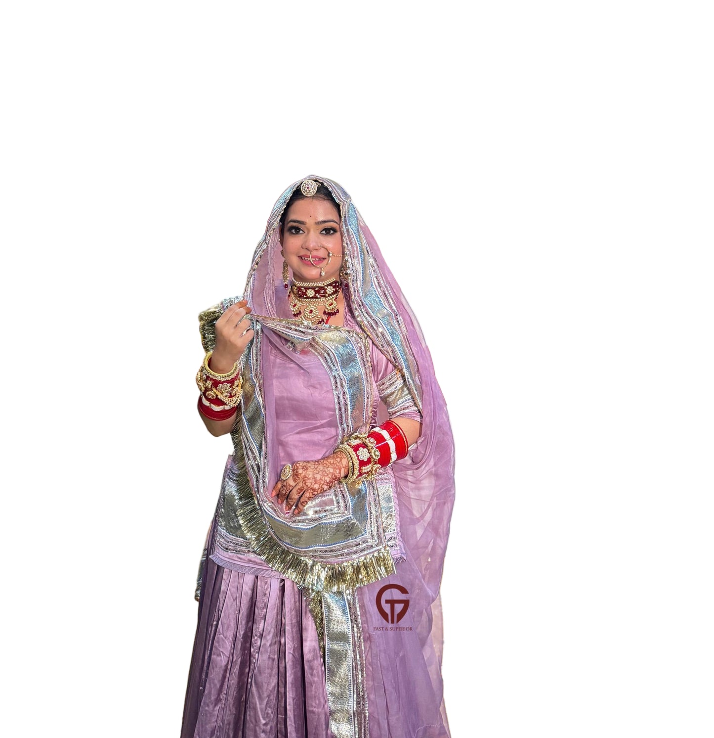 Elegant Partywear Poshak - 32 Kali Heavy Gher, Gota Patti & LafaSikkiya Work