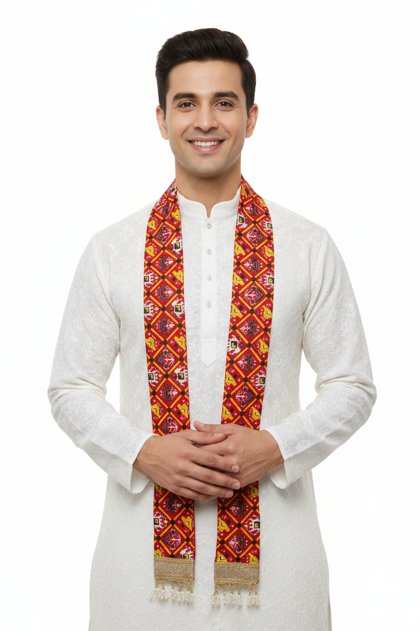 Patola Wedding Dupatta with Moti Tassels Pack of 25 | Traditional Wedding Return Gift Dupattas