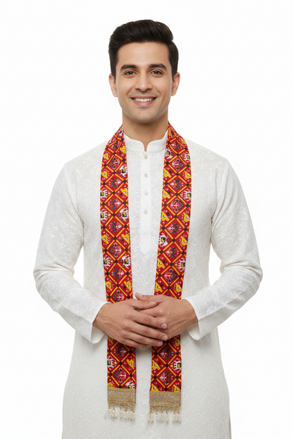 Patola Wedding Dupatta with Moti Tassels Pack of 25 | Traditional Wedding Return Gift Dupattas