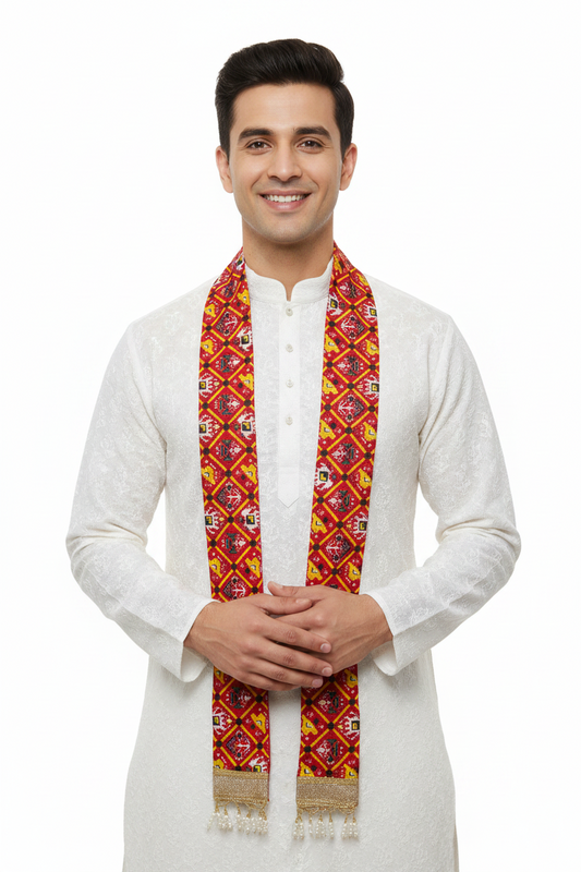 Patola Wedding Dupatta with Moti Tassels Pack of 25 | Traditional Wedding Return Gift Dupattas