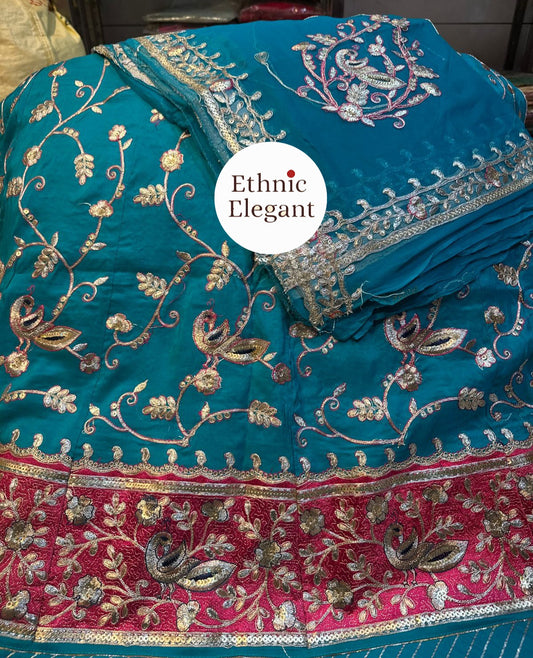 Upada silk  thakurji pure odhna heavy patch work handwork poshak*