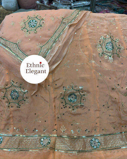 Rajputi Boutique Poshak – Heavy Natural Odhna with Zari, Taara & Resham Handwork