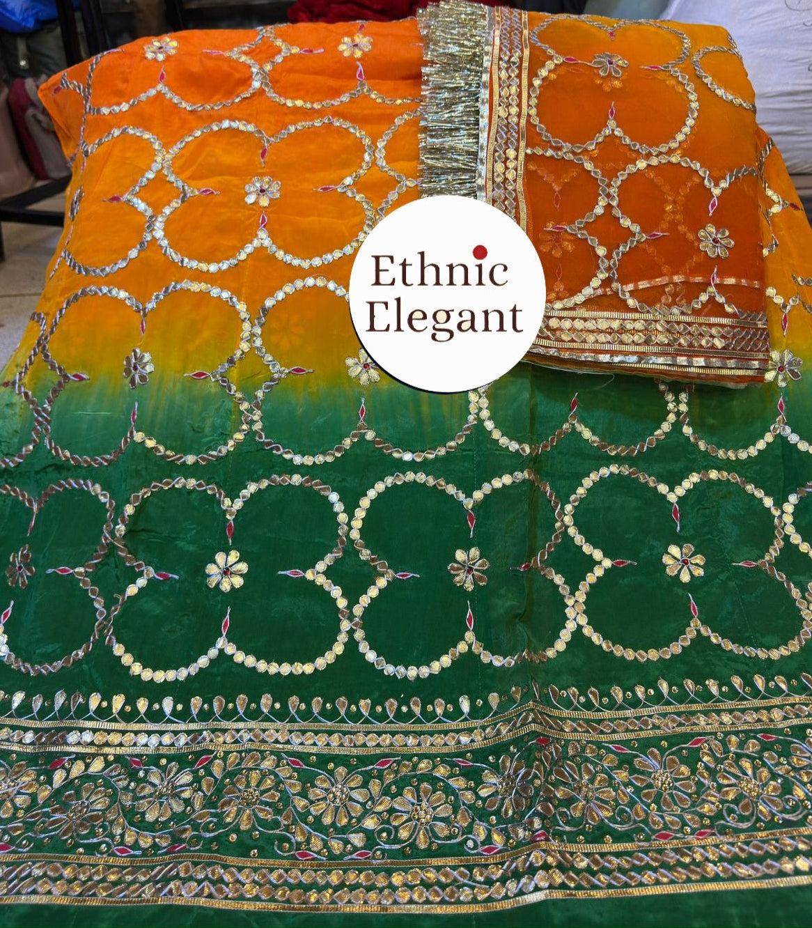 Royal Natural Crepe / Upada Silk Thakurji Pure Odhna Poshak with Heavy Gotapati Handwork