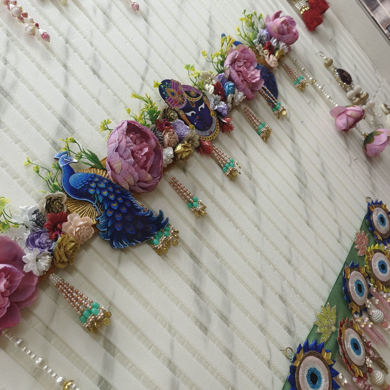 Shree nath ji mor floral design beautiful handmade heavy Bandarwal/Toran 40"inch