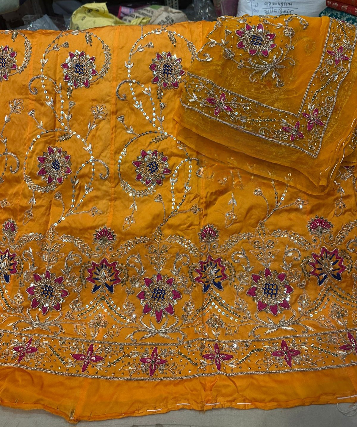 Royal Bemberg Satin Heavy Jardozi Dabka Thakurji Poshak