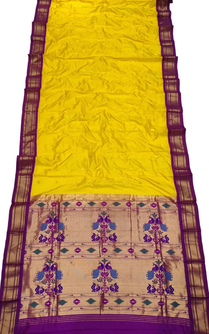 Traditional 9 Yard Kadiyal Paithani Saree – Pure Silk with Rich Pallu & Contrast Blouse