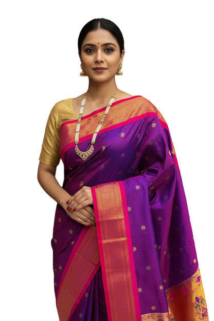 Kadiyal Border Pure Silk Paithani Saree | Silk Mark Certified | Designer Paithani