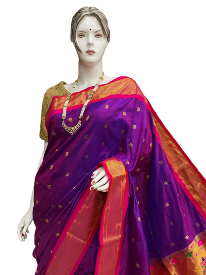 Kadiyal Border Pure Silk Paithani Saree | Silk Mark Certified | Designer Paithani