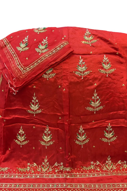 Upada silk Pyor odhna Hevy Dabka  Jardoji handwork Rajasthani poshak