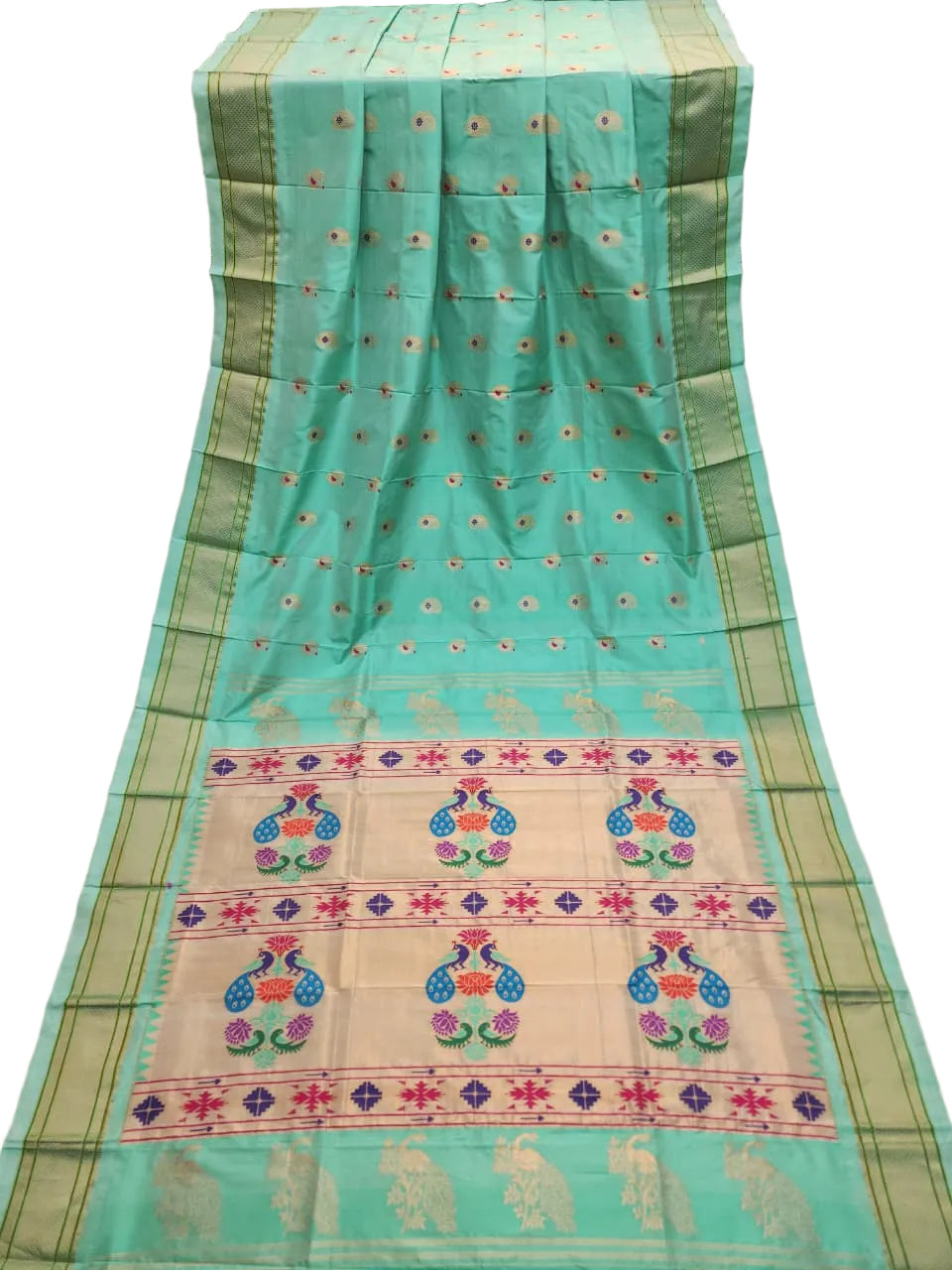 Pure Silk Paithani Saree with Maharani Pallu & Meenakari Buti – Kalanjali Collection