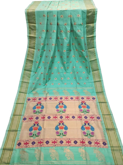 Pure Silk Paithani Saree with Maharani Pallu & Meenakari Buti – Kalanjali Collection