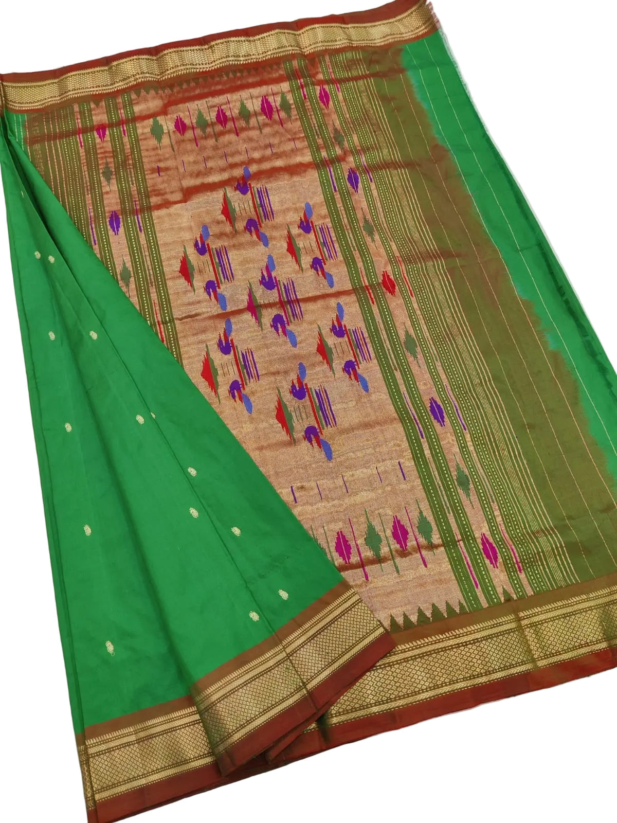 Paithani Saree  – Pure Silk Handloom, Running Blouse, Silk Mark