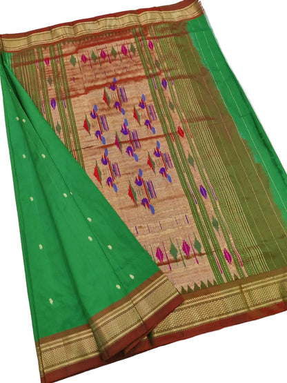 Paithani Saree  – Pure Silk Handloom, Running Blouse, Silk Mark