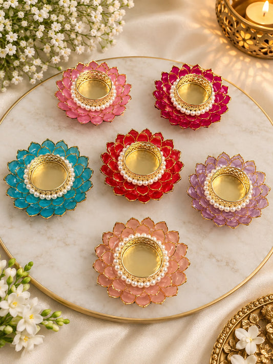 Floral Design Tealight Candle Holders (Pack of 4)