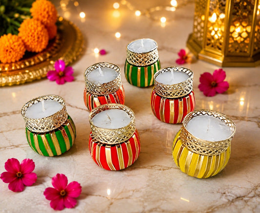 Damru candle diya 6 pieces damru candle holder diya with T-lite 🪔