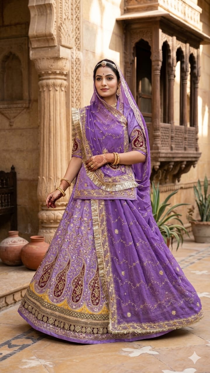 Designer Rajasthani Poshak with Zardosi Work | 14 Kali Lehanga
