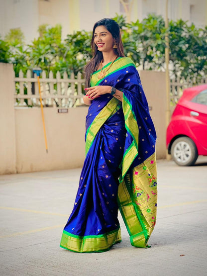 Kadiyal Border Pure Silk Paithani Saree | Silk Mark Certified | Designer Paithani