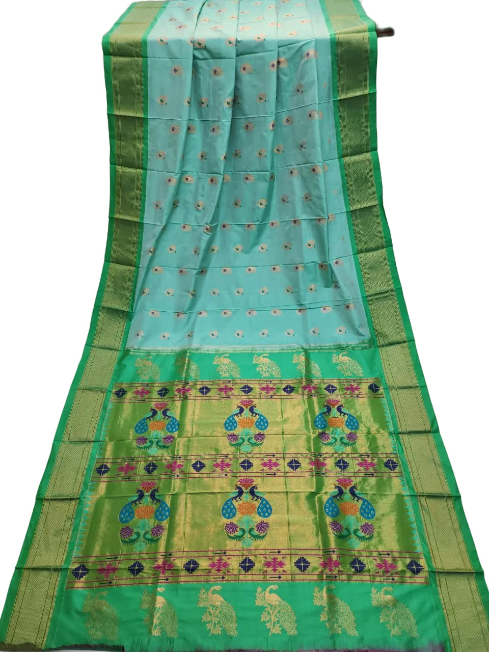 Pure Silk Paithani Saree with Maharani Pallu & Meenakari Buti – Kalanjali Collection