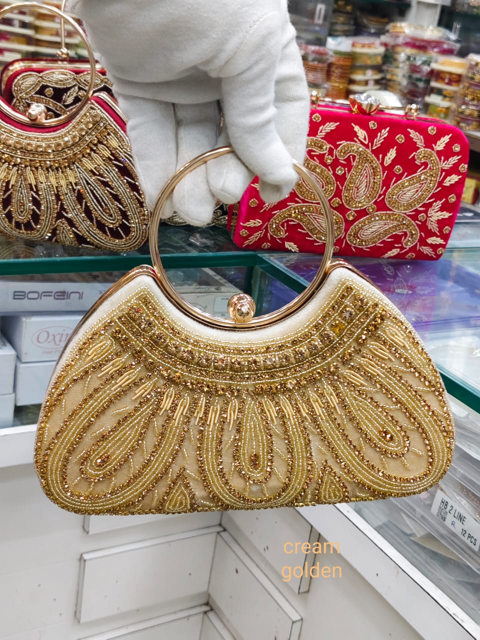 Elegant Metallic Gold Shimmery Party Clutch