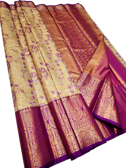 Designer Kanjipuram Semi Tissue Saree – Trendy Traditional Look for Festive & Partywear