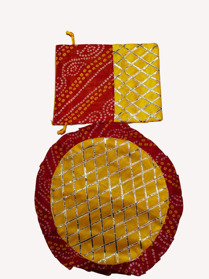 Lahriya beautiful handmade Papad Mangodi set pack of 10 Size - Potli 9/8 inch
Papad bag 11 inch diameter with chain