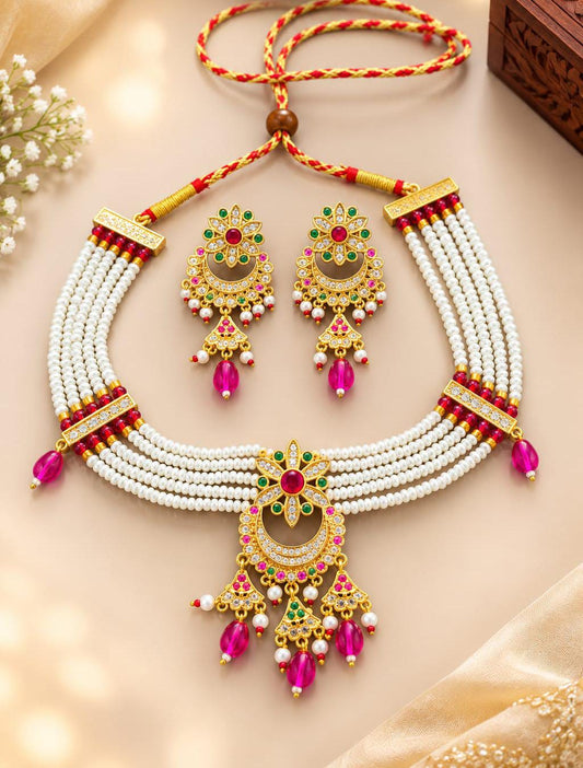 Maharani Pearl Kundan Set (Code: RRJ67)